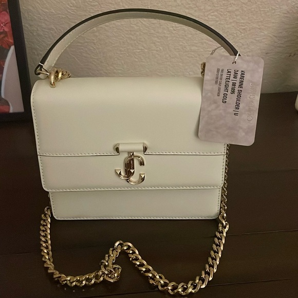 Jimmy Choo White Leather Bag with Gold Chain - Picture 1 of 9